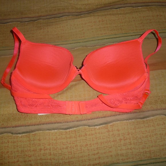 Xhilaration Neon Orange Push Up Bra, Lace, 32B - Picture 8 of 15